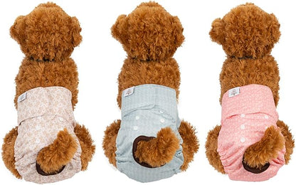 CuteBone Dog Diapers Female Washable Small Medium Large 3 Pack Reusable Doggie Diapers Puppy Period Pants for Doggy Heat Cycle Peeing