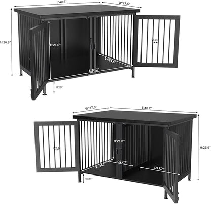 GDLF Double Dog Crate with Divider for 2 Small or 1 Dog, Furniture Style Kennel Indoor Cage with Removable Panel (Int.dims:36.2”Wx24.5”Dx21”H), Black