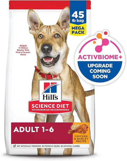 Hill's Science Diet Adult 1-6 Dry Dog Food, Chicken & Barley, 45 lb. Bag