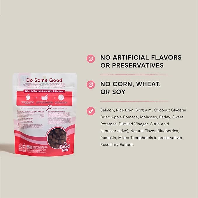 Open Farm, Be Good Bites, Soft Dog Training Treats, Small & Chewy, Made with Ethically & Sustainably Sourced Ingredients, Non-GMO Fruits & Grains, Wild-Caigh Salmon Recipe, 6oz Pouch
