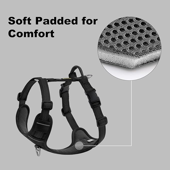 Plutus Pet No Pull Dog Harness, Reflective Adjustable Dog Vest Harness with Handle, Escape Proof, Soft Padded for Small Medium Large Dogs (Black, M)