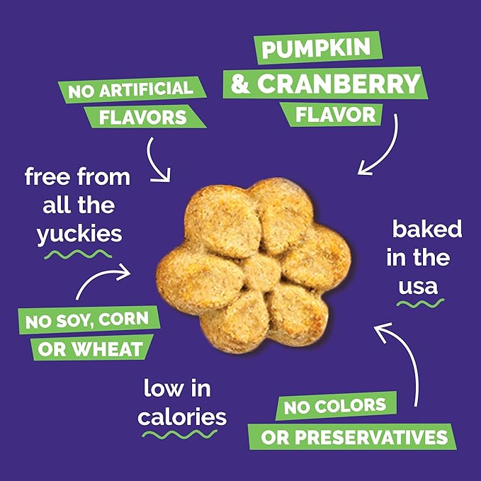Fruitables Baked Dog Treats, Healthy Pumpkin Snacks for Dogs, Low Calorie & Delicious, No Wheat, Corn or Soy, Puppy Training Treats, Made in the USA, Pumpkin and Cranberry Flavor, 7oz