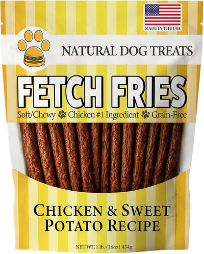 Chicken and Sweet Potato Dog Treats, Soft Chicken Jerky for Small and Large Breeds, Naturally Healthy, Made in The USA (16 oz)