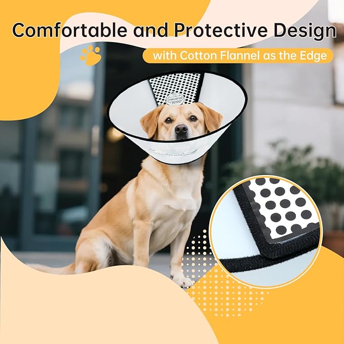 Dog Cone Collar for Surgery Recovery, Adjustable Soft Elizabethan Collar, Anti-Lick Protective Neck E-Collar for Dogs XL