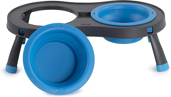Dexas Pets Double Elevated Pet Feeder, 2.5 Cup Bowls, Pro Blue (PW1104322194)