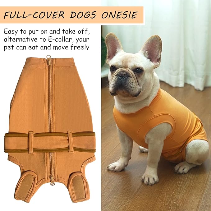Dog Surgery Recovery Suit, Upgrade Surgical Suit with Belt for Small Medium & Large Female Male Dogs Cats Anti Licking Breathable Cotton Dog Onesies