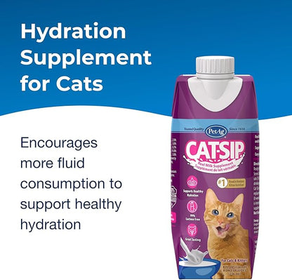 PetAg Cat-Sip Real Milk - 8 oz, 8 Pack - Ready-to-Feed Snack for Cats & Kittens - Easy to Digest with 99% Lactose-Free, Low-Fat Grade A Milk - Encourages Hydration
