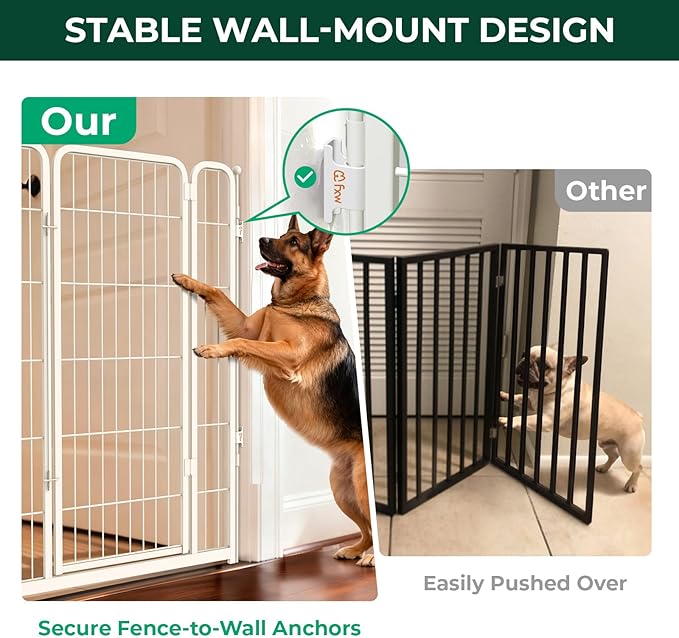 FXW Dog Gate Extra Wide Designed for Indoor Use, Adjustable Width Up to 111-inch Wide (45" H 4 Wire Panels for Large Dogs), White