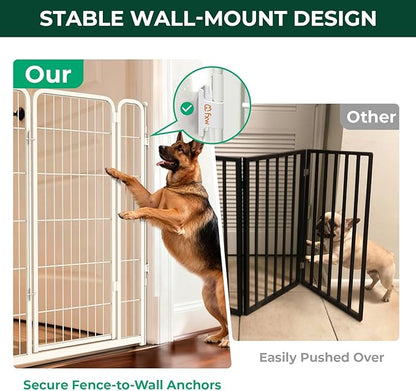 FXW Dog Gate Extra Wide Designed for Indoor Use, Adjustable Width Up to 111-inch Wide (45" H 4 Wire Panels for Large Dogs), White