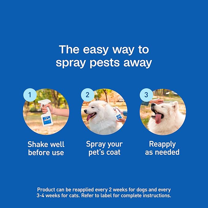 ADAMS Plus Flea & Tick Dog and Cat Spray, Kills Fleas & Ticks, Repels Mosquitoes, Prevents Flea Infestations for up to 2 Months, Flea Treatment for Dogs, Cats, Puppies, & Kittens, 8 Fl oz