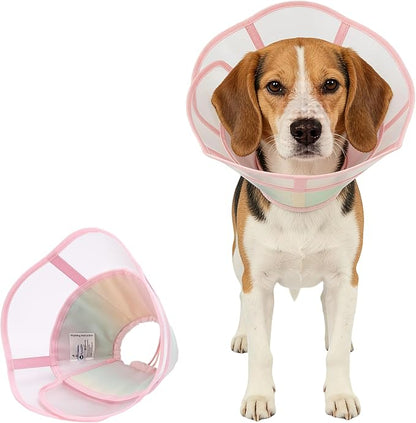 Touchdog Soft Dog Cone Collar,Waterproof & Foldable Elizabethan Collar for Dogs After Surgery, No Lick Recovery E-Collar, Comfortable Protective Cone Alternative for Small Medium Large Dogs (Pink, L)