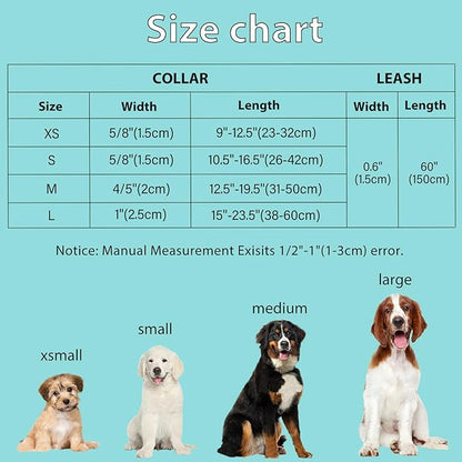 Dog Collar and Leash Set Adjustable Girls Puppy Floral Collars with Bow Tie for Small Medium Large Dogs(XS, Rocket)
