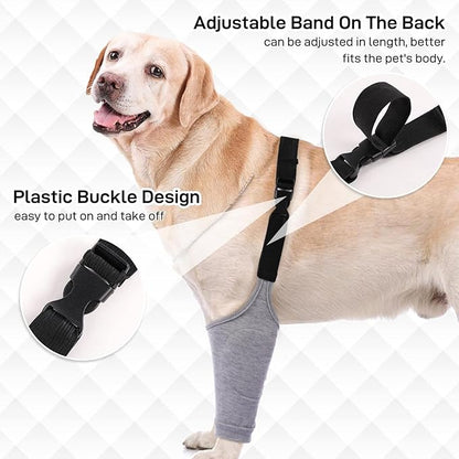 Dog Recovery Suit for Front Legs, Dog Recovery Sleeves After Surgery with Elastic Band, Soft Protective Elbow Braces for Medium Large Dogs, Cone Collar Alternative to Stop Licking Leg Wounds,Grey,3XL