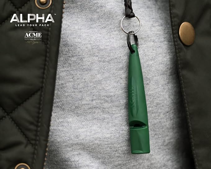 ACME Alpha 211.5 Professional Dog Training Whistle with Enhanced Ergonomic Grip. BPA-Free Plastic. 110 dBA. Long Range. Standardized Frequency. Weatherproof. Made in the UK (Forest Green)