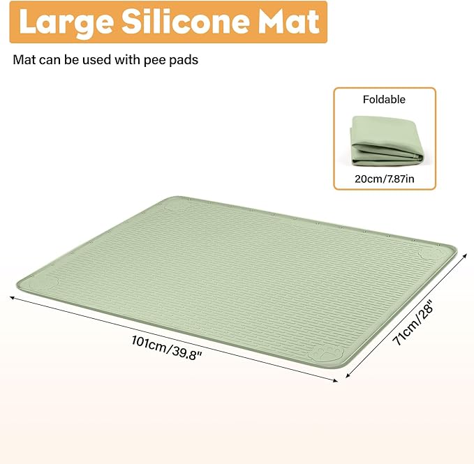 40" x28" Reusable Training Pads for Dogs Lanstics Silicone Dogs Mat Non-Slip Dog Training Pads Dog Pee Pad for Potty Training Floor Protector (Green)