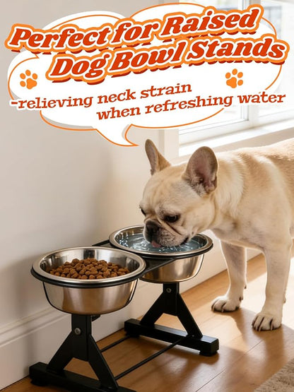 2 Pcs 1 Gallon Large Dog Bowls - Food Grade Stainless Steel Metal Water Bowls, Easy to Clean Food Bowl for Medium Large Dogs Indoor Outdoor
