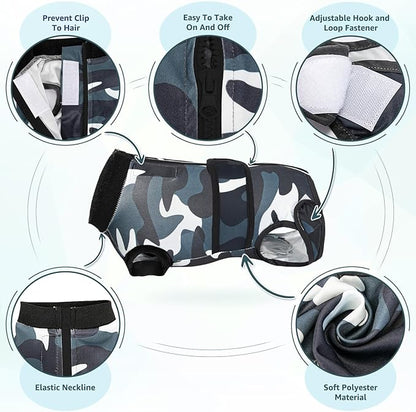 Lukovee Recovery Suit for Dogs, Zipper On Recovery Suit for Female Male Dog, Onesie Abdominal Wounds Cone E-Collar Alternative Prevent Licking Spay Recovery Suit (Camouflage, XL)