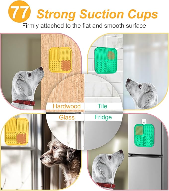 LUKITO Premium Silicone Licking Mat for Dogs & Cats, 77 Suction Cups, Slow Feeder, Boredom Reducer, Anxiety Relief, Dishwasher Safe, Food Grade