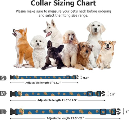 Cotton Handmade Dog Collar Cute and Distinctive Patterns Blue Rose with Pendant for Girl Boy Dogs Collars L