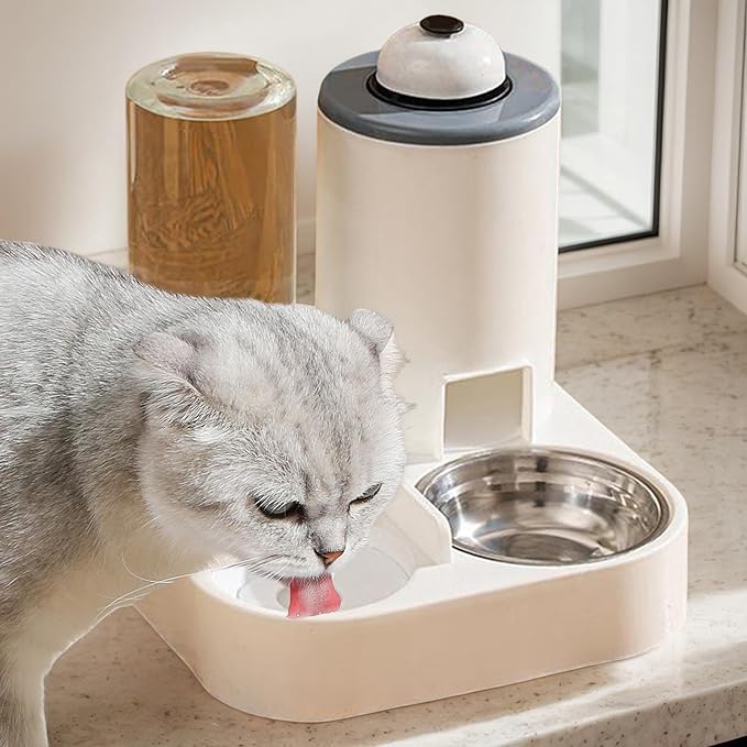 Feeding Bowl Set - Dog Water Dispenser, Detachable Food Bowl with Bell with Sturdy Construction, Animal Accessory Featuring Convenient Design, Wet and Dry Feeding Solution for Small Medium Pets