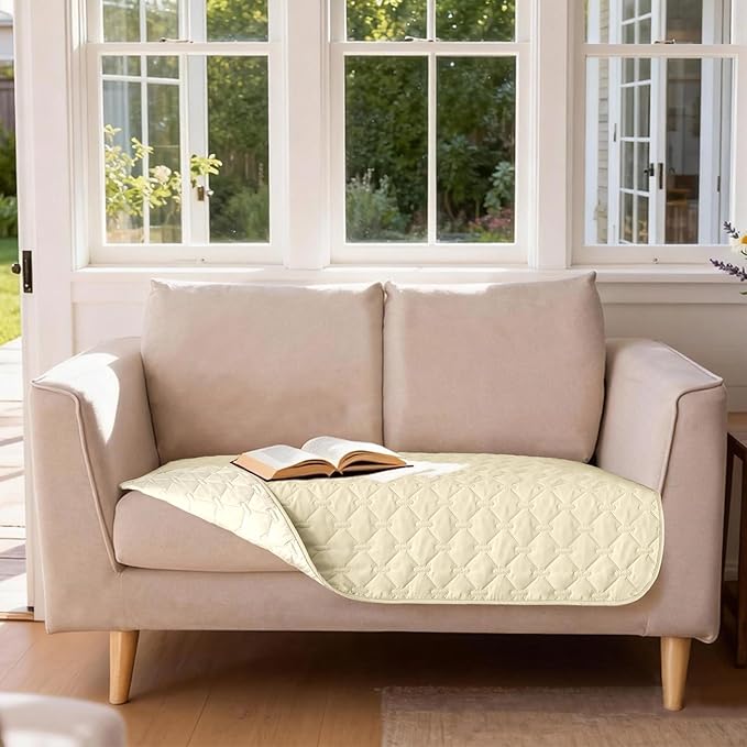 gogobunny 100% Double-Sided Waterproof Dog Bed Cover Pet Blanket Sofa Couch Furniture Protector for Puppy Large Dog Cat, Reversible (32x53 Inch (Pack of 1), Dark Cream/Light Cream)