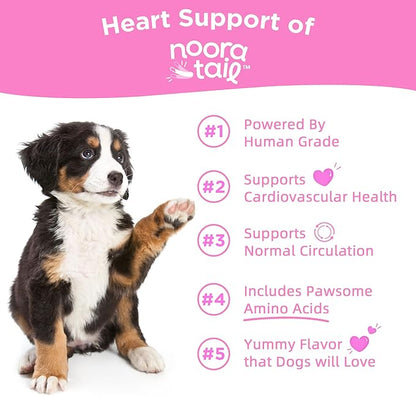 Heart Support Supplement for Dogs - L-Taurine, L-Carnitine, EPA and DHA, Coenzyme Q10 - Aids Circulatory Strength, Cardiovascular Support, Heart Muscle Function