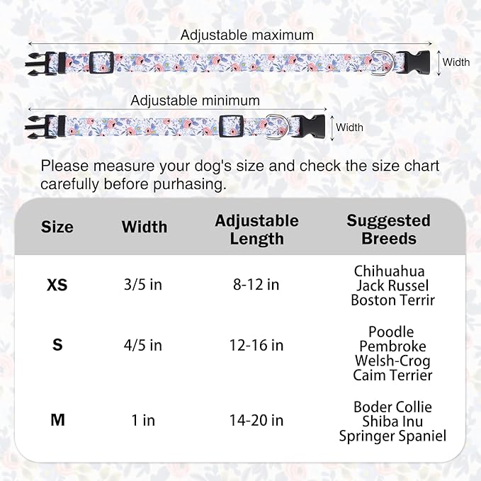 Dog Collar and Leash Set for Small Dogs, Adjustable Soft Puppy Collar with Quick Release Buckle, 5FT Heavy Duty Nylon Matching Leash for Boy Girl Chihuahua, Yorki, Bulldog, Blue XS