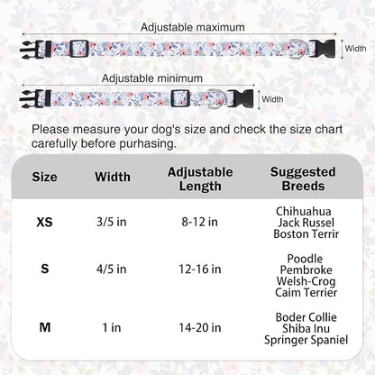 Dog Collar and Leash Set for Small Dogs, Adjustable Soft Puppy Collar with Quick Release Buckle, 5FT Heavy Duty Nylon Matching Leash for Boy Girl Chihuahua, Yorki, Bulldog, Blue XS