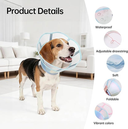 Touchdog Soft Dog Cone Collar,Waterproof & Foldable Elizabethan Collar for Dogs After Surgery, No Lick Recovery E-Collar, Comfortable Protective Cone Alternative for Small Medium Large Dogs (Blue, S)