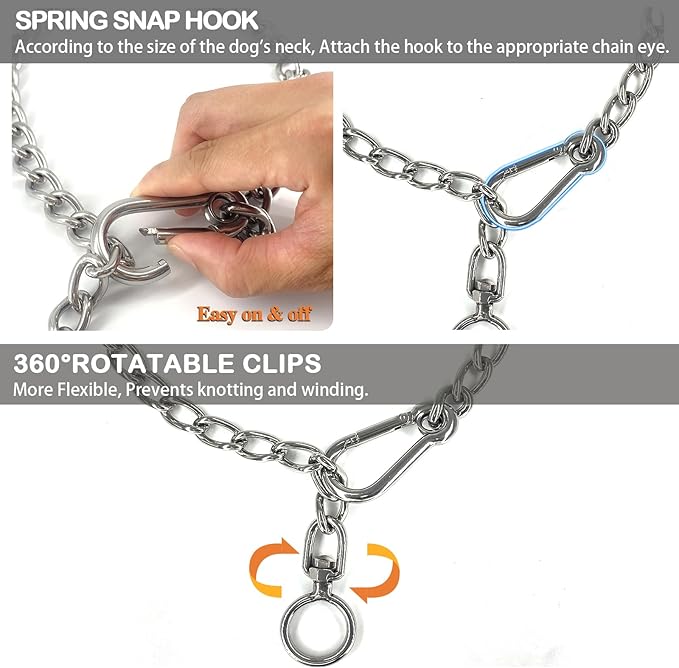 Dog Chain Collars 304 Stainless Steel Metal Chew Proof Dog Necklace Anti Winding Dog Leash Extension Lead for Small Medium Large Dogs Training and Walking. (X-Large：30in x 4mm(Neck max 27in))