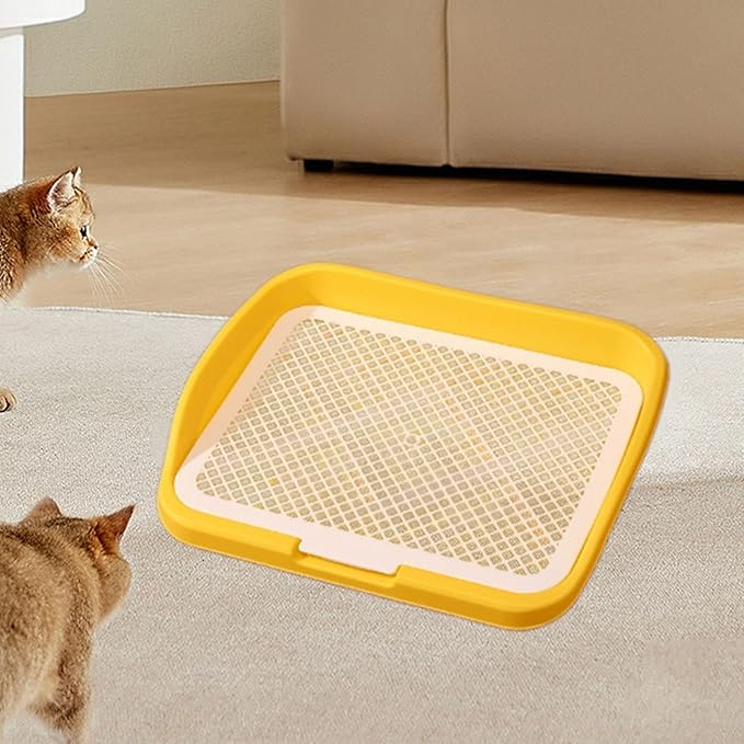 Dog Toilet Puppy Pad Holder Supplies Non Slip with Column Dog Pee Holder Training Pad for Bunny Home Dorm Room, Yellow