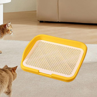 Dog Toilet Puppy Pad Holder Supplies Non Slip with Column Dog Pee Holder Training Pad for Bunny Home Dorm Room, Yellow