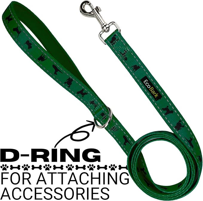 EcoBark Dog Leash - Soft & Reflective Comfort Leash with Padded Handle - Strong Durable Heavy Duty - Training and Pulling for Small, Medium or Large Dogs (Forest Green)