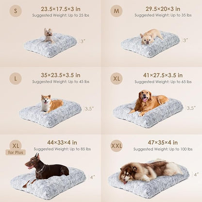 EHEYCIGA Fluffy Dog Crate Bed for Medium Dogs, Plush Faux Fur Crate Pad, Calming Anti Anxiety Medium Dog Bed, Washable Soft Warm Crate Mat with Non-Slip Bottom