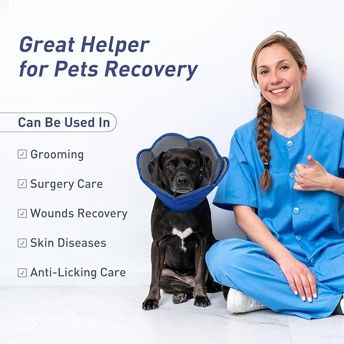 Dog Cat Cone Collar Soft Breathable Cone for Dogs After Surgery to Stop Licking,Cat Recovery Collars & Cones Alternative Dog Cat Cone Collar Soft