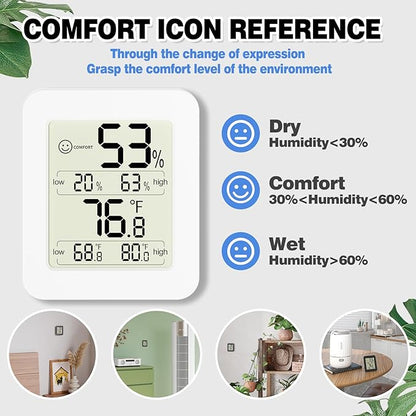 Digital Hygrometer with Max and Min Records 10s Fast Refresh Accurate Hygrometer Room Thermometer Indoor for Home, Bedroom, Baby Room, Office, Greenhouse, Cellar (Blue)