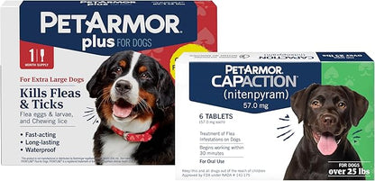PetArmor CAPACTION Oral Flea Treatment for Dogs (6 Doses) + Bonus PetArmor Plus Topical Flea & Tick Treatment & Preventative for Dogs 89-132 lbs (1 Dose)