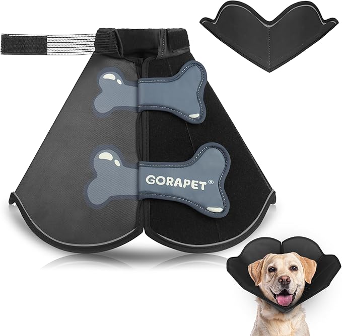Dog Cone Collar Alternative, Partially Detachable Hard & Heavy Cone for Extra Large Dogs(Adult Lab Golden GSD), Elizabethan Adjustable Protective Dog Neck Head Recovery Cone After Surgery Anti Licking