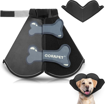 Dog Cone Collar Alternative, Partially Detachable Hard & Heavy Cone for Extra Large Dogs(Adult Lab Golden GSD), Elizabethan Adjustable Protective Dog Neck Head Recovery Cone After Surgery Anti Licking