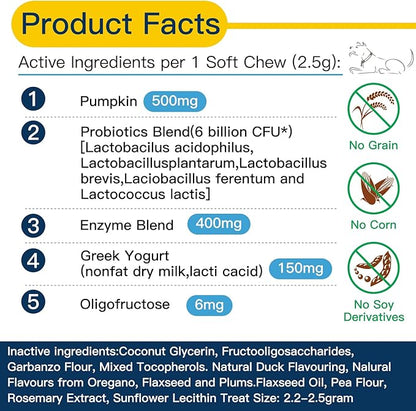 Probiotics for Dogs, Dog Probiotics for Yeast, Itchy Skin and Itchy Ears, Digestive Enzymes with Prebiotics for Digestive Health, Probiotic Chews for Dogs Support Immunity Health - (Chicken 12 Oz)
