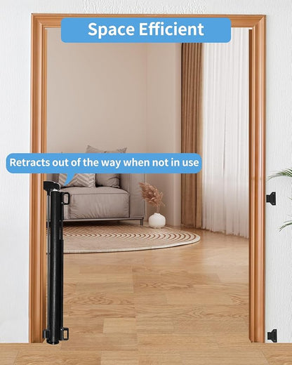 Veraste Retractable Baby Gate for Doorways and Stairs, Mesh Safety Gate for Pet, Indoor & Outdoor Use, One-Hand Operation, Easy Installation, 33.6" Tall, Expands to 71" Wide（Black,33.6"x71"）