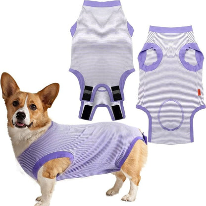Dog Surgery Recovery Suit for Male Female, Spay Neuter Cone Alternative Surgical Onesie, Purple, Large