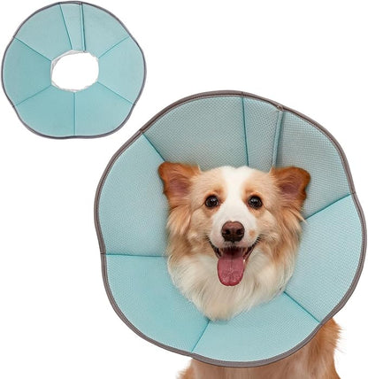 MAXFUT Dog Cone Collar,Soft Cone for Dogs to Stop Licking After Surgery,Non Inflatable Dog Donut Cone (Light Blue, XXL)