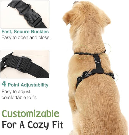 VavoPaw Dog Seat Belt, Safety Vest Dog Car Harness with Adjustable Buckle Dog Seat Belt for Vehicle Nylon Pet Safety Seat Belts Heavy Duty(L, Black Daisy)
