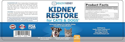 Kidney Restore Cats & Dogs Unflavored for Supporting Normal Kidney Function, Creatinine, Pet Renal Kidney Health Supplement Felines Canines
