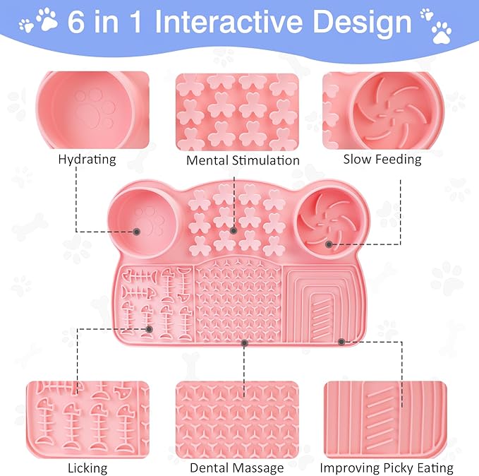 Slow Feeder Insert Dog Indoor Pet Bowl (Pink Panda)