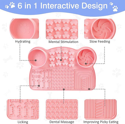 Slow Feeder Insert Dog Indoor Pet Bowl (Pink Panda)