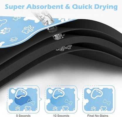 Dog Cat Mat for Food and Water,Rapid Absorbent Pet Feeding Mat, Bone Shaped Dog Placemat Bowl Mat with Rubber Backing,No Stains Pet Food Mats Indoor, Pet Accessories Supplies,Blue 23"×36"