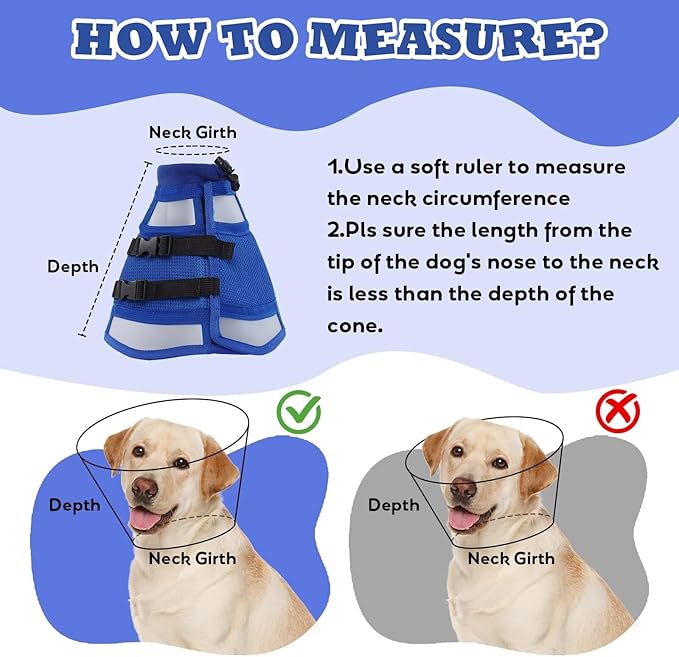 Dog Cone Collar,Cone for Dogs After Surgery,Foldable Cones for Dog Mesh,Pet Elizabethan Collar Alternative to Prevent Licking Wounds,Adjustable ecollars for Dogs After Surgery,Blue M