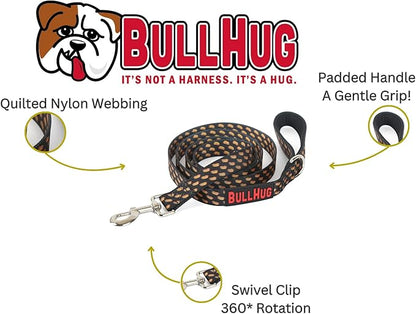 BULLHUG 6 FT Bulldog Leash with Padded Handle. Perfect for Bulldogs, French Bulldogs, Pugs & All Breeds. Leashes for Walking, Training Lead for Bulldogs (Hot Dog)